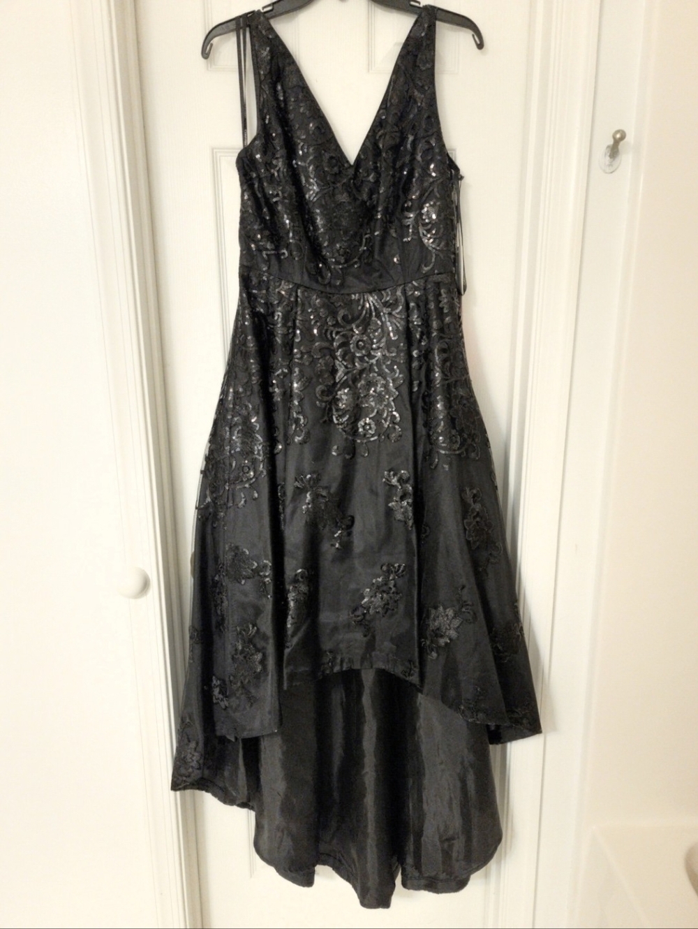 Calvin Klein Black Sequin High Low Formal Dress Size 10 NWT Evening Gown - Picture 8 of 8